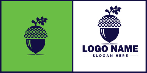 acorn icon Oak nut Acorn nut Acorn seed flat logo sign symbol editable vector © sahadul