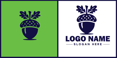 acorn icon Oak nut Acorn nut Acorn seed flat logo sign symbol editable vector © sahadul