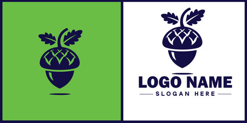 acorn icon Oak nut Acorn nut Acorn seed flat logo sign symbol editable vector