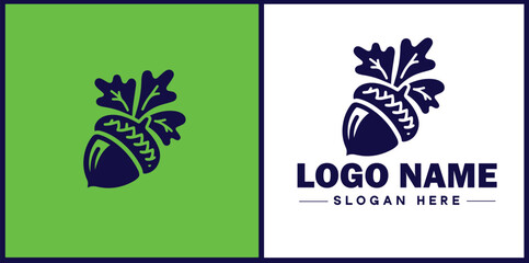 acorn icon Oak nut Acorn nut Acorn seed flat logo sign symbol editable vector © sahadul