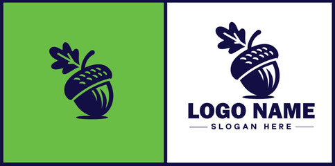 acorn icon Oak nut Acorn nut Acorn seed flat logo sign symbol editable vector © sahadul
