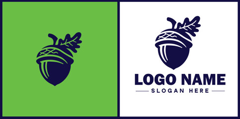 acorn icon Oak nut Acorn nut Acorn seed flat logo sign symbol editable vector © sahadul