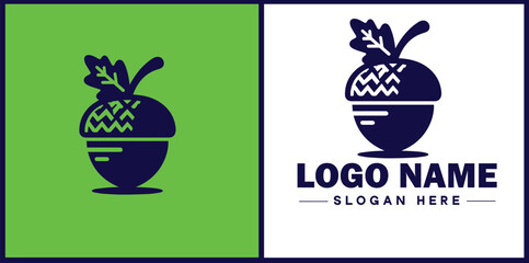 acorn icon Oak nut Acorn nut Acorn seed flat logo sign symbol editable vector