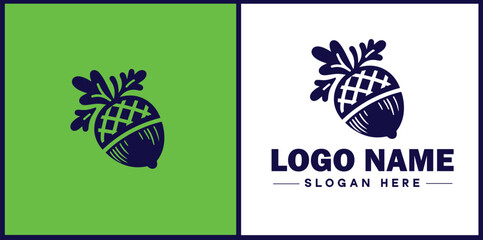 acorn icon Oak nut Acorn nut Acorn seed flat logo sign symbol editable vector © sahadul