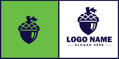 acorn icon Oak nut Acorn nut Acorn seed flat logo sign symbol editable vector © sahadul
