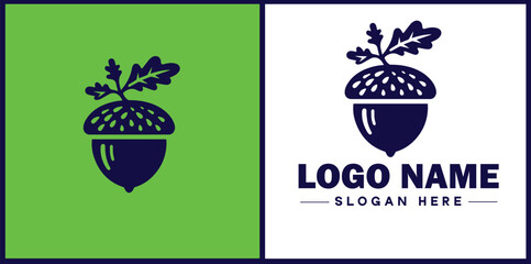acorn icon Oak nut Acorn nut Acorn seed flat logo sign symbol editable vector © sahadul