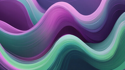 Vibrant Purple Green Wavy Pattern with Softly Blurred Curves. Abstract Illustration Background.
