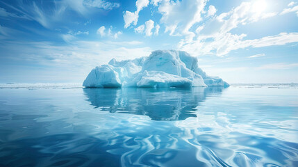 Melting icebergs in the Arctic, symbolizing global warming.