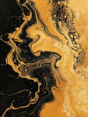 The intertwining of black and gold hues creates an elegant abstract art, perfect for luxurious and sophisticated designs