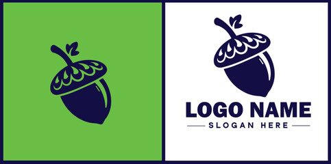 acorn icon Oak nut Acorn nut Acorn seed flat logo sign symbol editable vector © sahadul