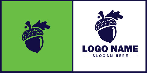 acorn icon Oak nut Acorn nut Acorn seed flat logo sign symbol editable vector © sahadul