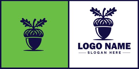 acorn icon Oak nut Acorn nut Acorn seed flat logo sign symbol editable vector