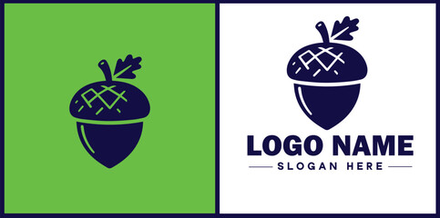 acorn icon Oak nut Acorn nut Acorn seed flat logo sign symbol editable vector © sahadul
