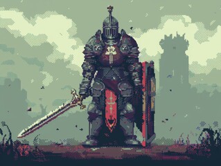 Knight avatar, retro, pixel art , generated with ai