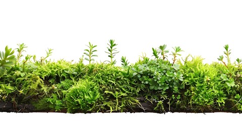 Obraz premium A white background with a green plant border on the bottom.