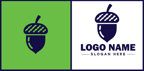 acorn icon Oak nut Acorn nut Acorn seed flat logo sign symbol editable vector © sahadul