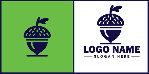 acorn icon Oak nut Acorn nut Acorn seed flat logo sign symbol editable vector