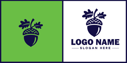 acorn icon Oak nut Acorn nut Acorn seed flat logo sign symbol editable vector © sahadul
