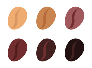 Coffee beans various stages of roasting concept. Vector flat graphic design illustration