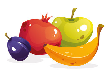 Fruits composition concept. Vector graphic design illustration