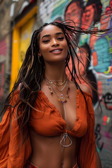 girl with dreadlocks and urban style