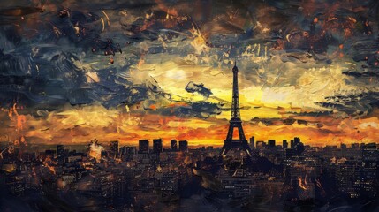 painting of the Paris skyline, generated with AI