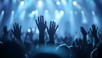 Raised hands symbolize focused worship in a Christian church service. Concept Christian Worship, Raised Hands, Symbolism, Church Service, Faithful Expression