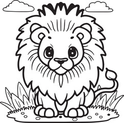 Lovely Lion coloring book page illustration lion coloring book