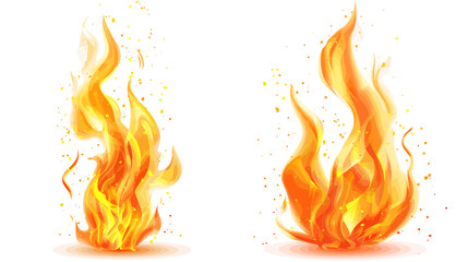 Bright fire flame isolated on white - dynamic fire elements	

