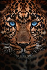 Ultra realistic fur, front view portrait of leopard animal, wild life photo, cinematic still shot, strong face expression, depth of field, luxury , generated with ai