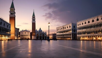 Majestic Twilight Shot Of The Piazza San Marco An  2
