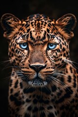 Ultra realistic fur, front view portrait of leopard animal, wild life photo, cinematic still shot, strong face expression, depth of field, luxury , generated with ai