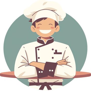 This smiling chef is ready to cook you a delicious meal!