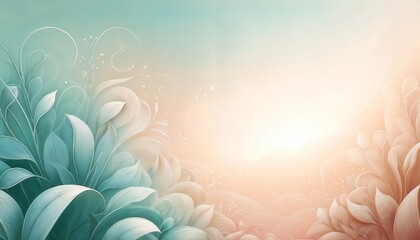 Radiant Sunrise Through Pastel Floral Illustration With Soft Light Effects