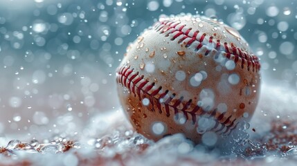 Naklejka premium Baseball on Wet Ground