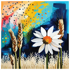 A mixed media painting of flowers digital art screen print wheat paste poster