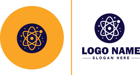 atom icon Particle Molecule Elementary particle flat logo sign symbol editable vector