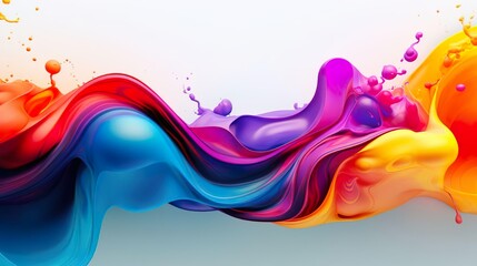 A modern trendy abstract background with a curved bright full-color ribbon of liquid paint....