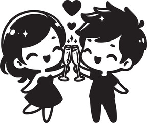 Couple Celebrating Vector Illustration