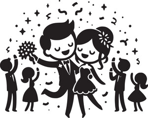 Couple Wedding Celebration Vector Illustration