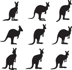 Kangaroo Silhouette Vector Set