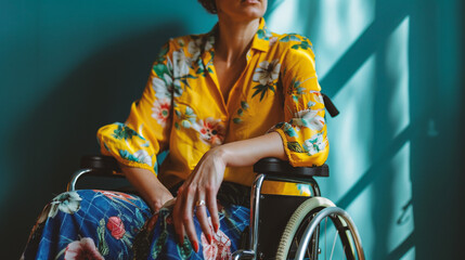 Obraz premium Close up of a woman in a wheelchair with a sarong.