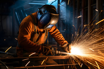 worker welding at his job, welding, working in construction welding, welding metals