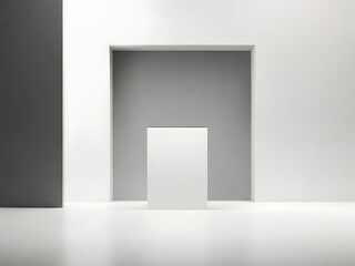A white room with a white door and a white wall