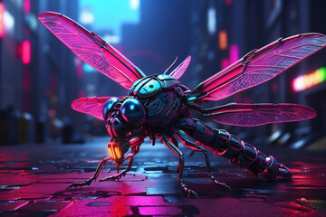 Cyberpunk dragonfly