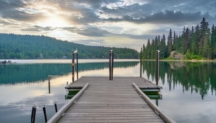 dock overlooking a calm overcast lake background dock overlooking a calm overcast lake landscapes hdr landscape view old dock with sunset candles lamb lake sun and forest high quality photos