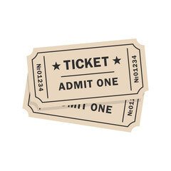 Movie ticket template. Admit one. Vector Illustration.