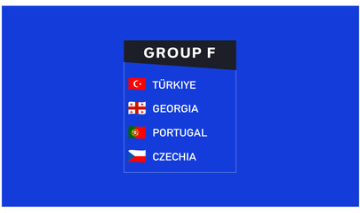 European Nations 2024 Group F Flags Ribbon Abstract Design Teams Countries European Football Symbol Logo Vector Illustration