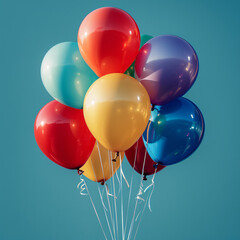 Cluster of Colorful Balloons Floating in the Air