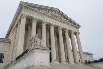 Imposing facade of the United States Suprement Court in Washington, DC with copy space.